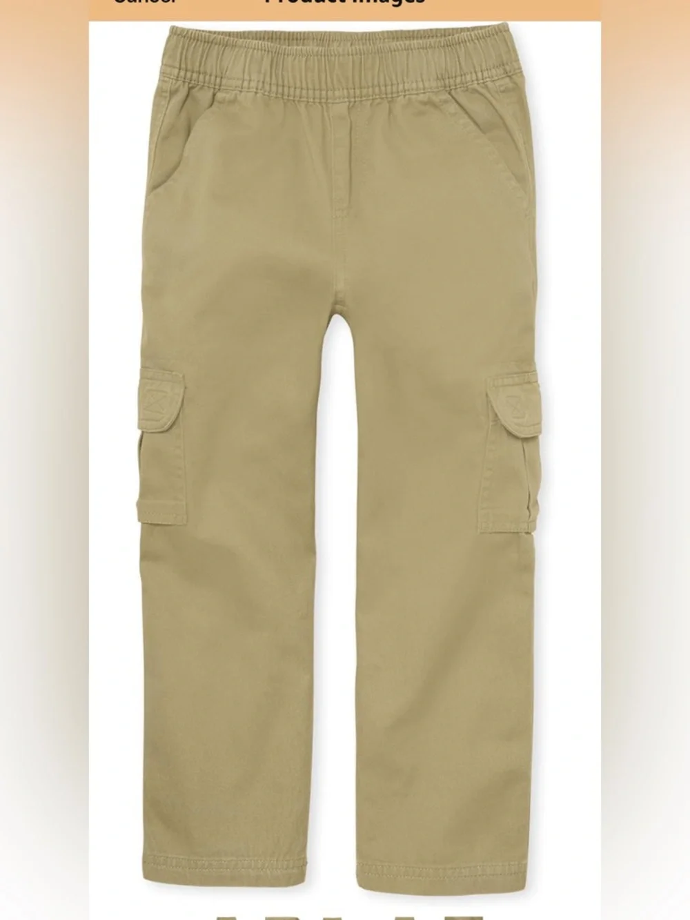 The Children's Place Boys 6 Slim Khaki Uniform Mid Rise Pull on Cargo Pants D1