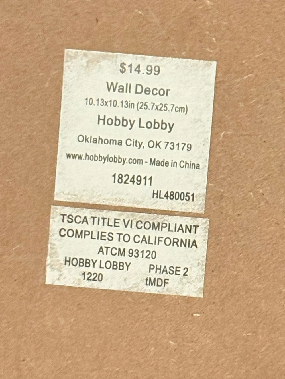 Hobby Lobby decorative sign