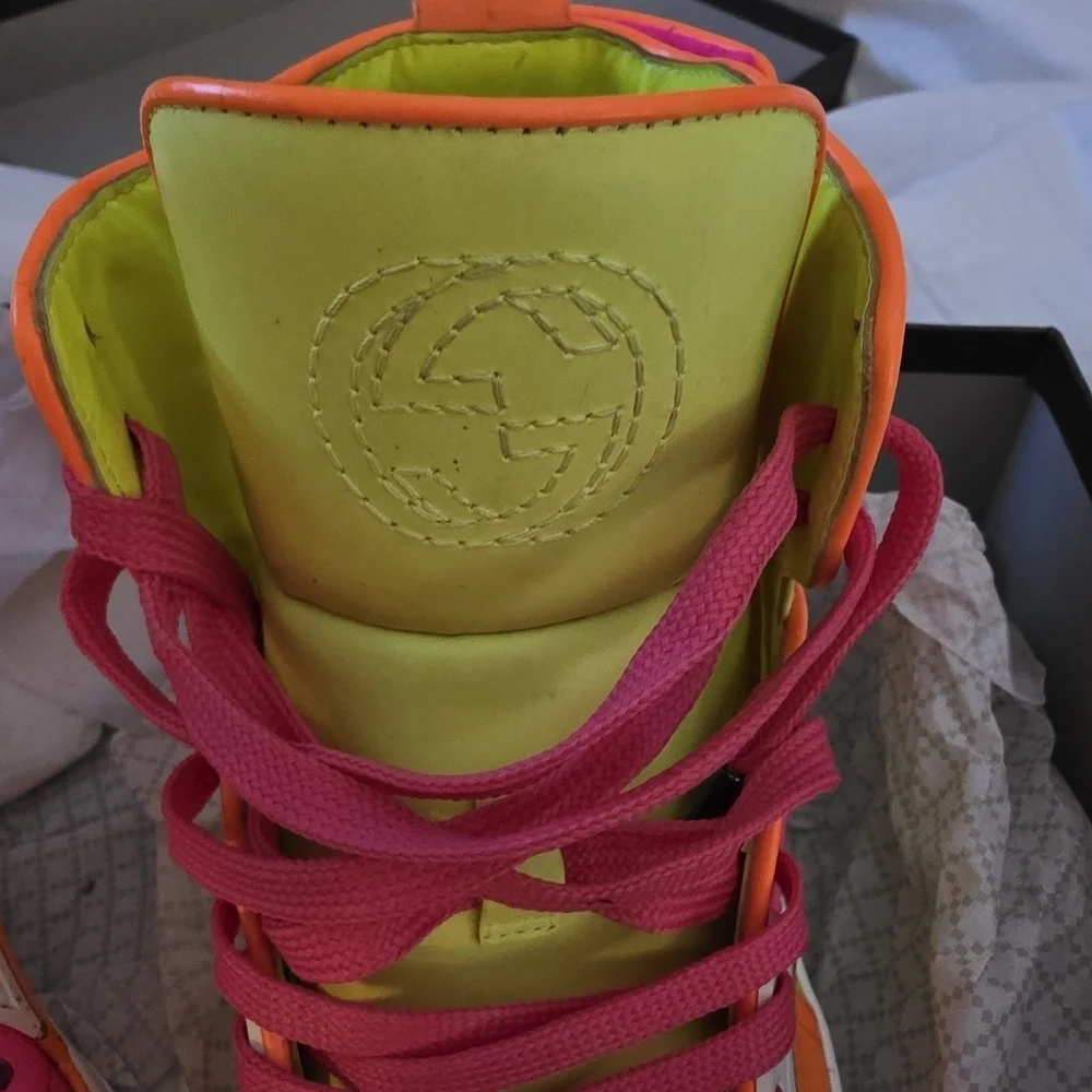 Gucci Neon High-Top Sneakers | Fluorescent Leather | EU 40.5- Box Included