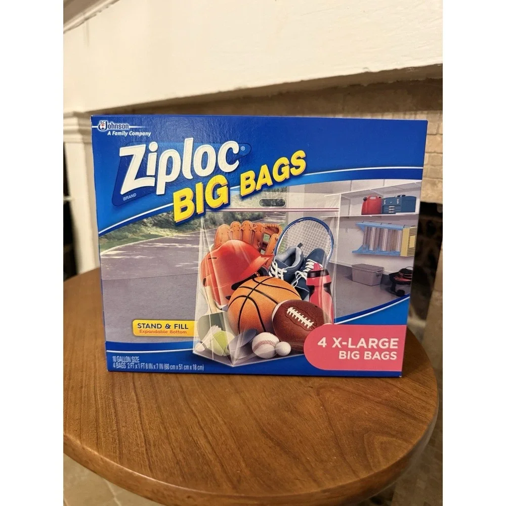 Ziploc Big Bag XL (4 Bags) Stand N Fill 10 gallon Size‎ 2ft x 1ft New