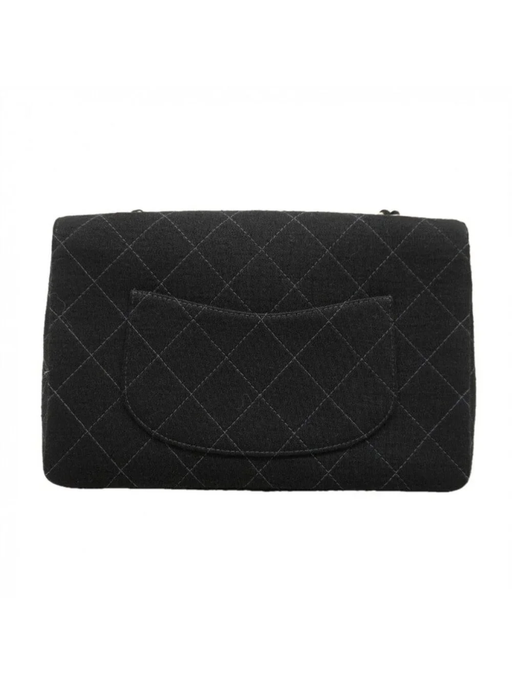 Chanel Shoulder Bag Quilted Cotton Black Silver