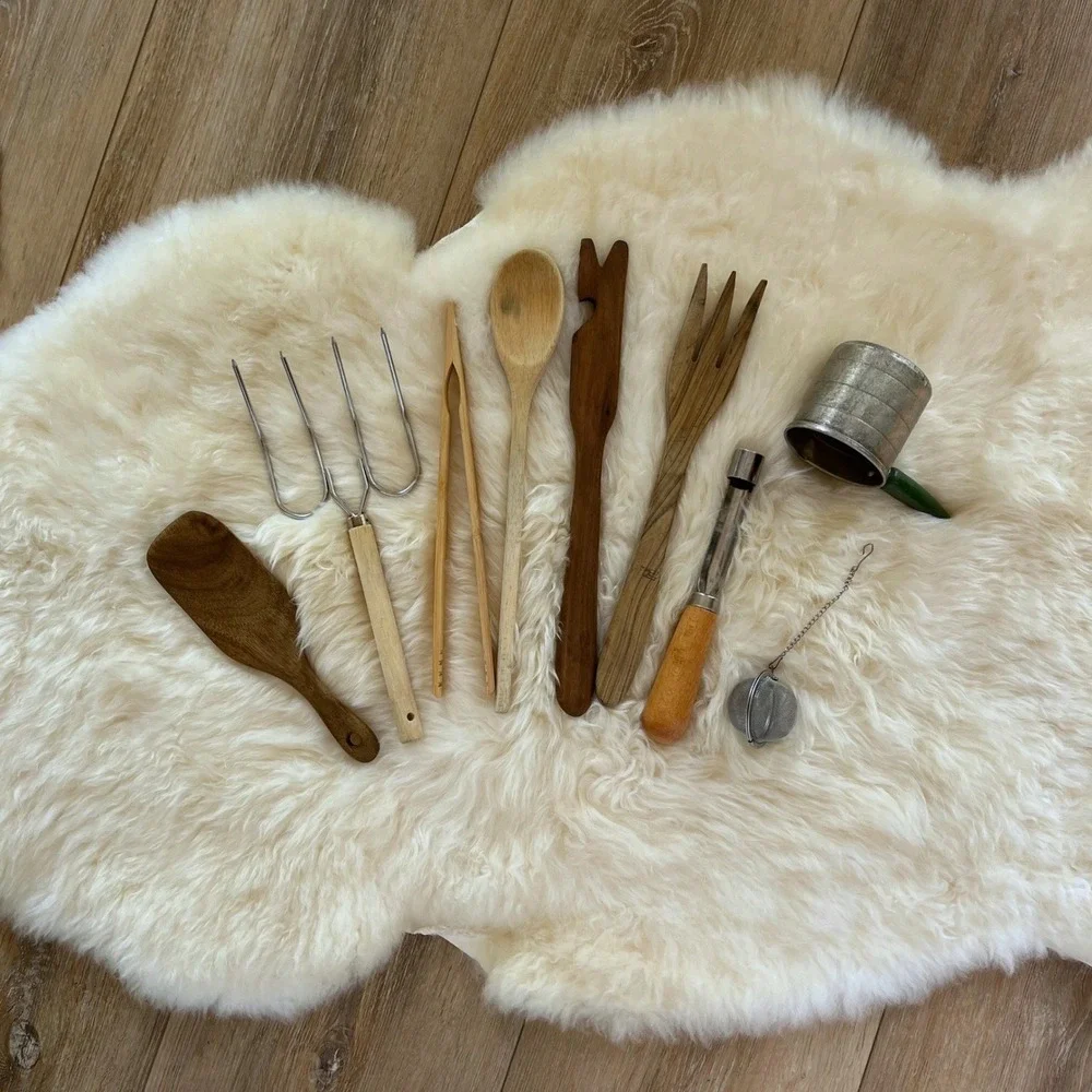 Vintage Rustic Wooden Utensils Kitchen Bundle