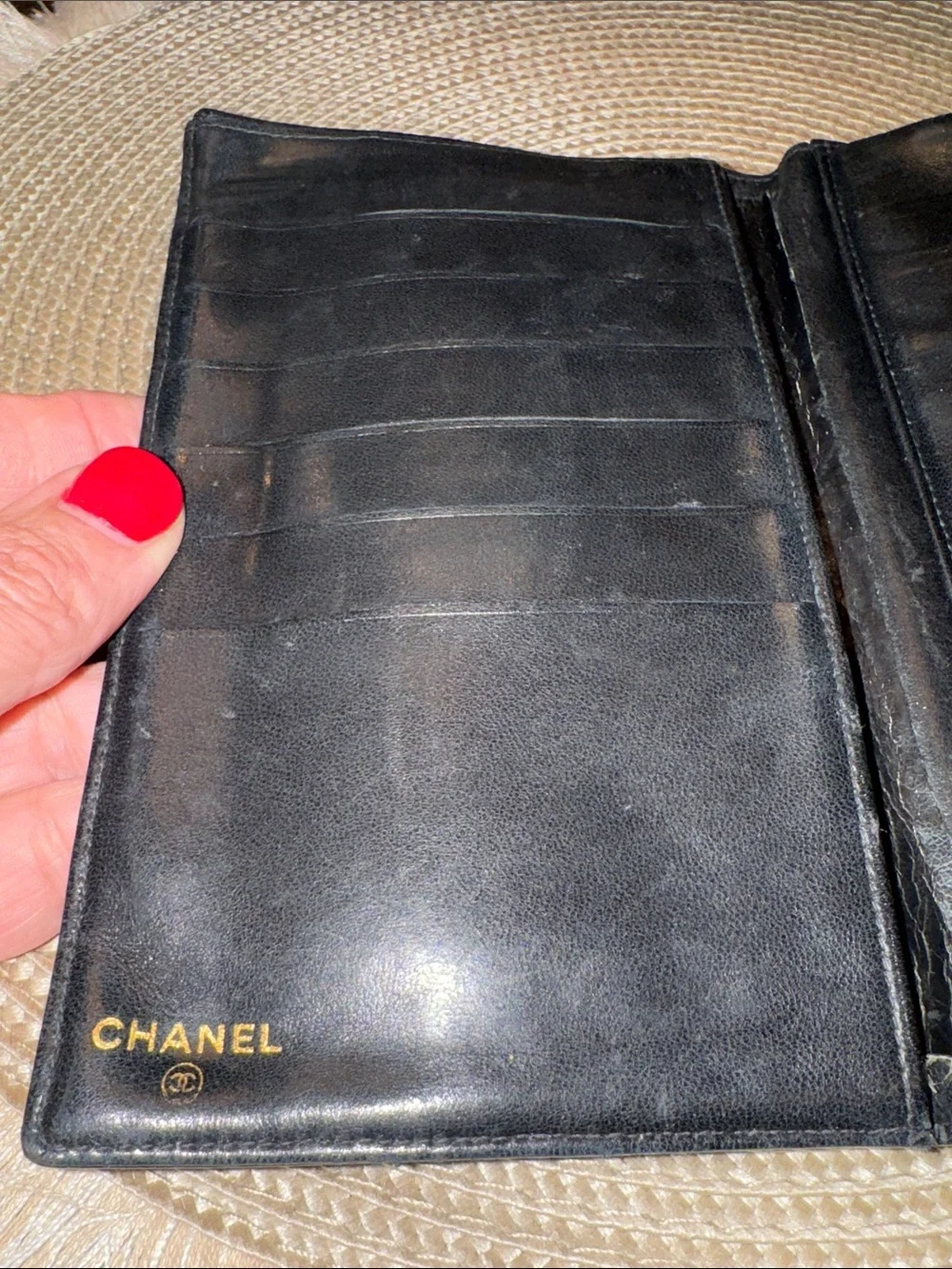 CHANEL Caviar Black Quilted CC Leather Wallet