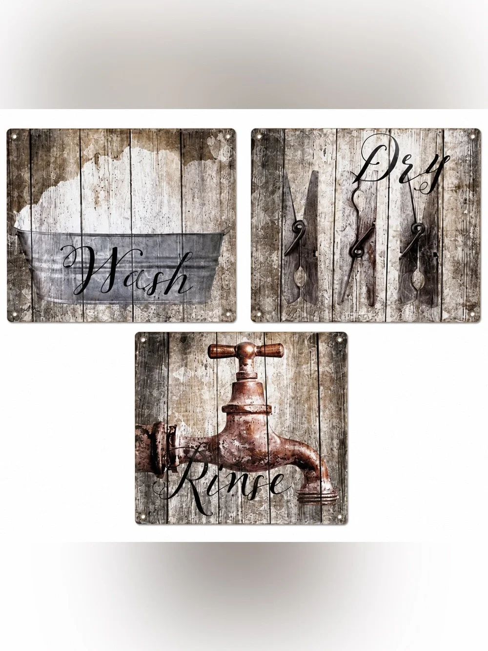 NEW Heavy Duty Steel Laundry Wash Dry Rinse Metal Signs