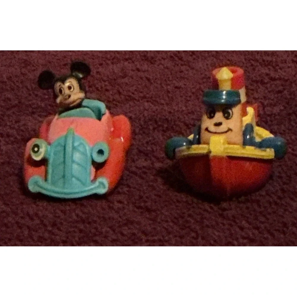 Lot Of 4 1970s Walt Disney Production Tomica Die Cast Cars, Boat & Airplane