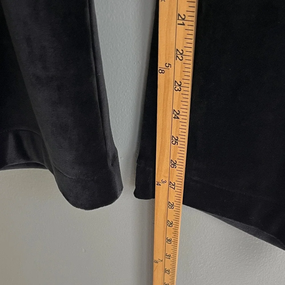 Chicos Weekends Velour Drawcord Pants Black Velvet Soft Lounge Size 2 Large NWT