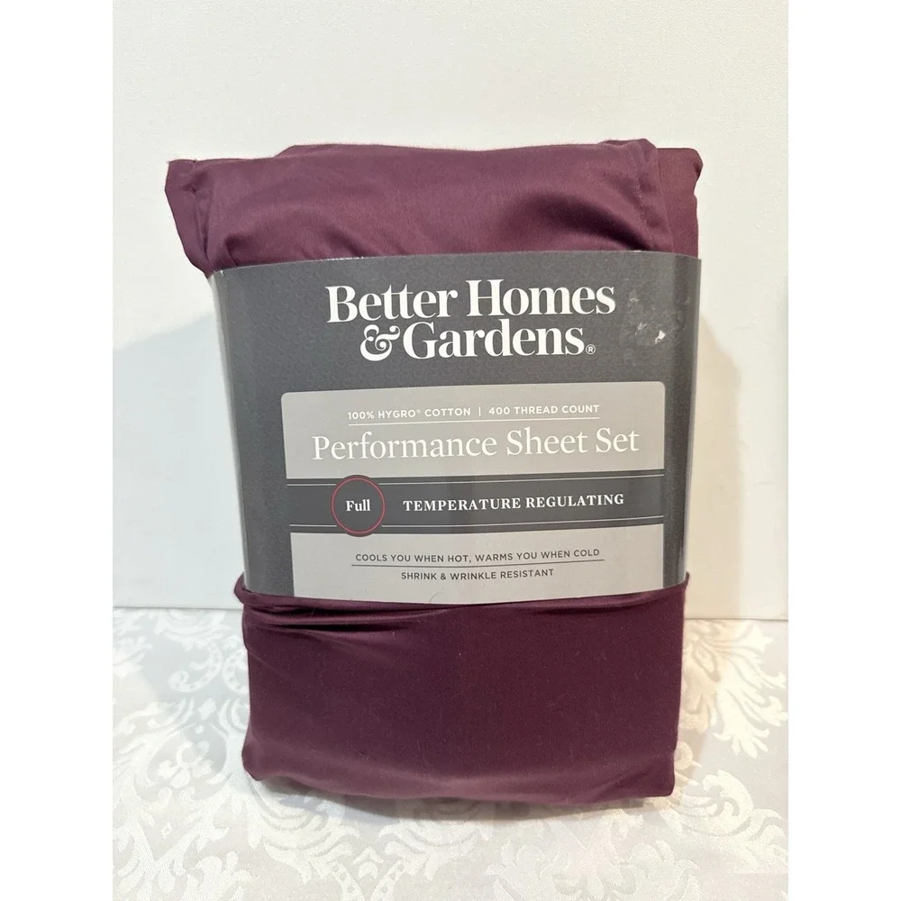 Better Homes Gardens FULL 4-Piece Performance Sheet Set Temp Regulating Burgandy