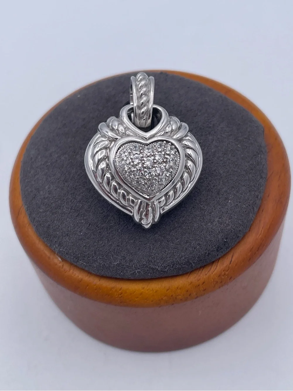 Judith Ripka Heavy Chunky Reversible Heart Enhancer Pendant Sterling Silver 925