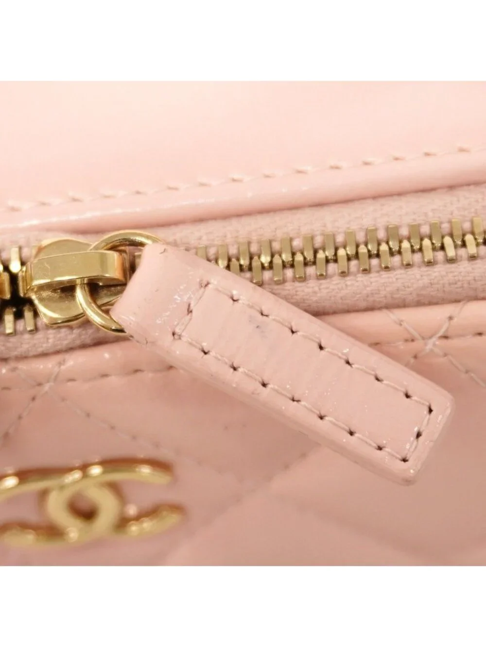 Chanel Vanity Bag Quilted Lambskin Pink Champagne Gold 2-Way