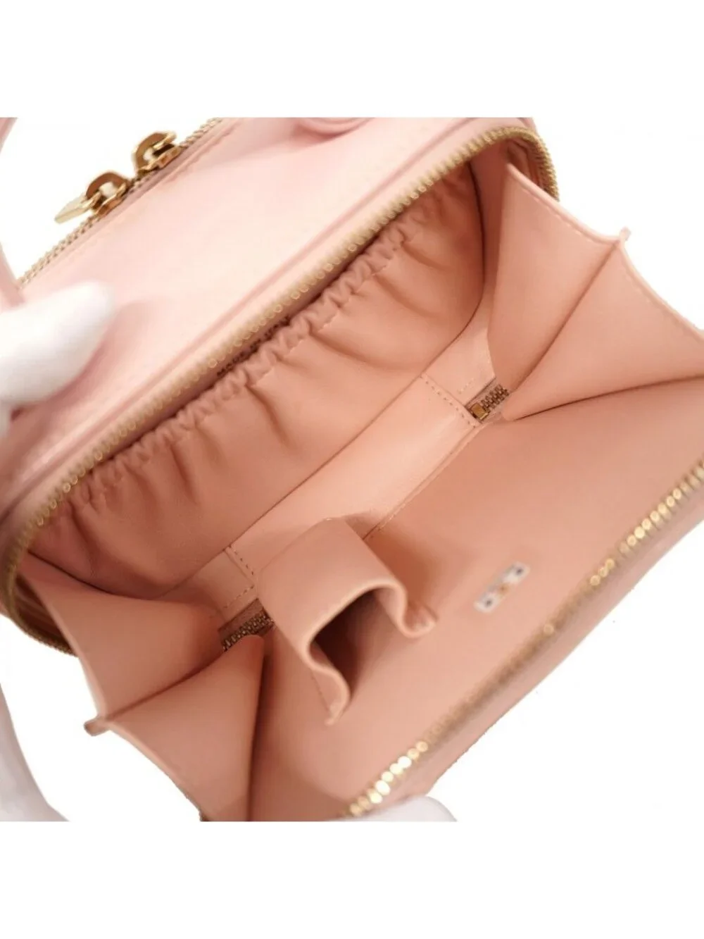 Chanel Vanity Bag Quilted Lambskin Pink Champagne Gold 2-Way