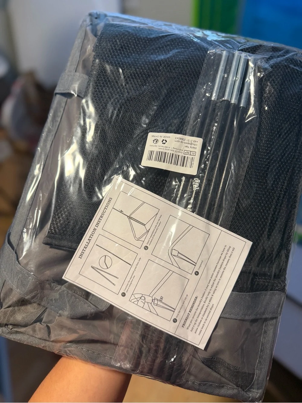 DOKEHOM Mesh Laundry Hamper - Black Trim with Gray Mesh