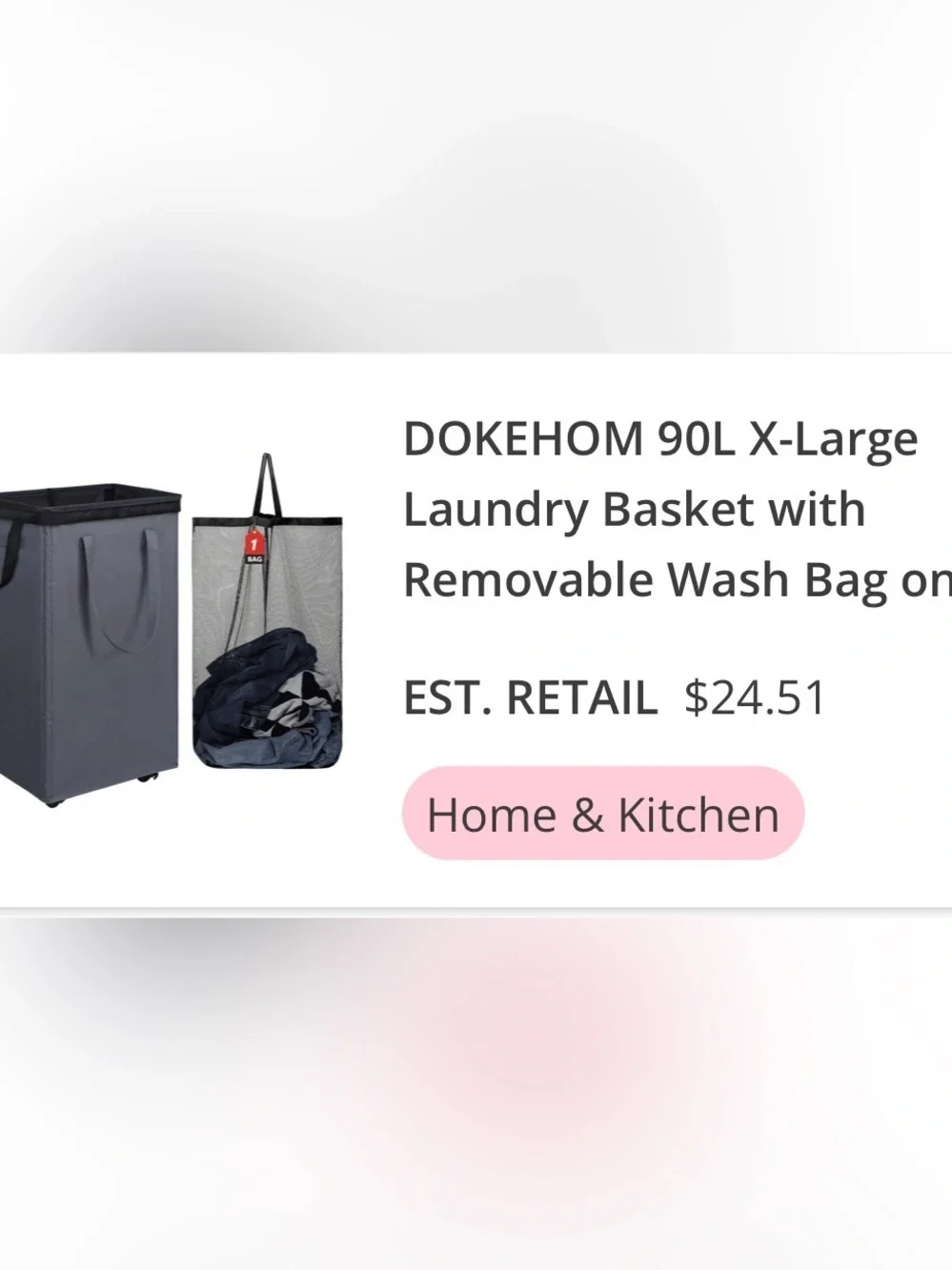 DOKEHOM Mesh Laundry Hamper - Black Trim with Gray Mesh