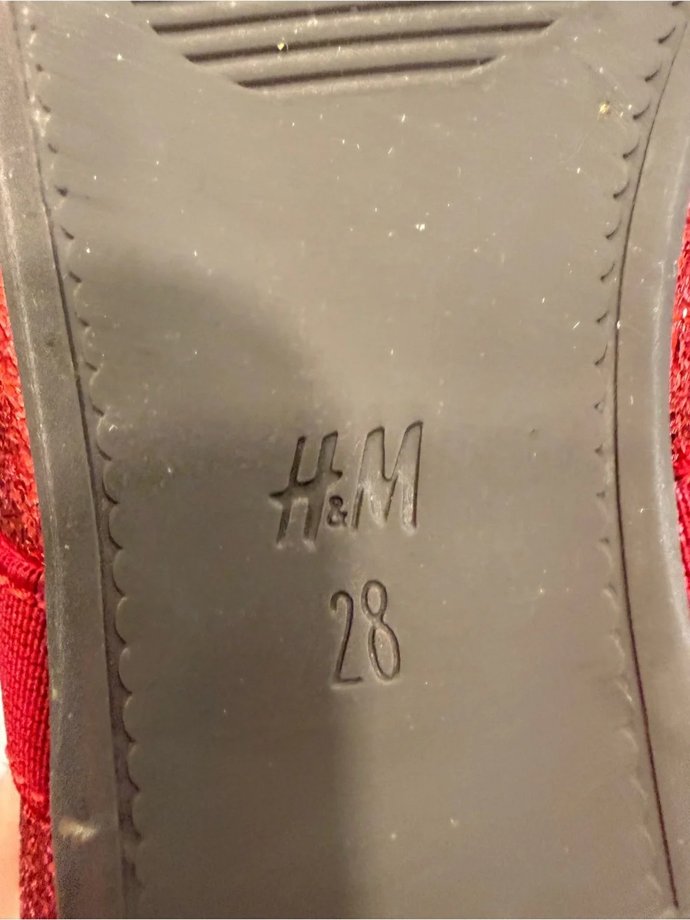 H&M Kids Red Glitter Ballet Flats Velvet Bow Shoes Size 11 EU 28 Like New