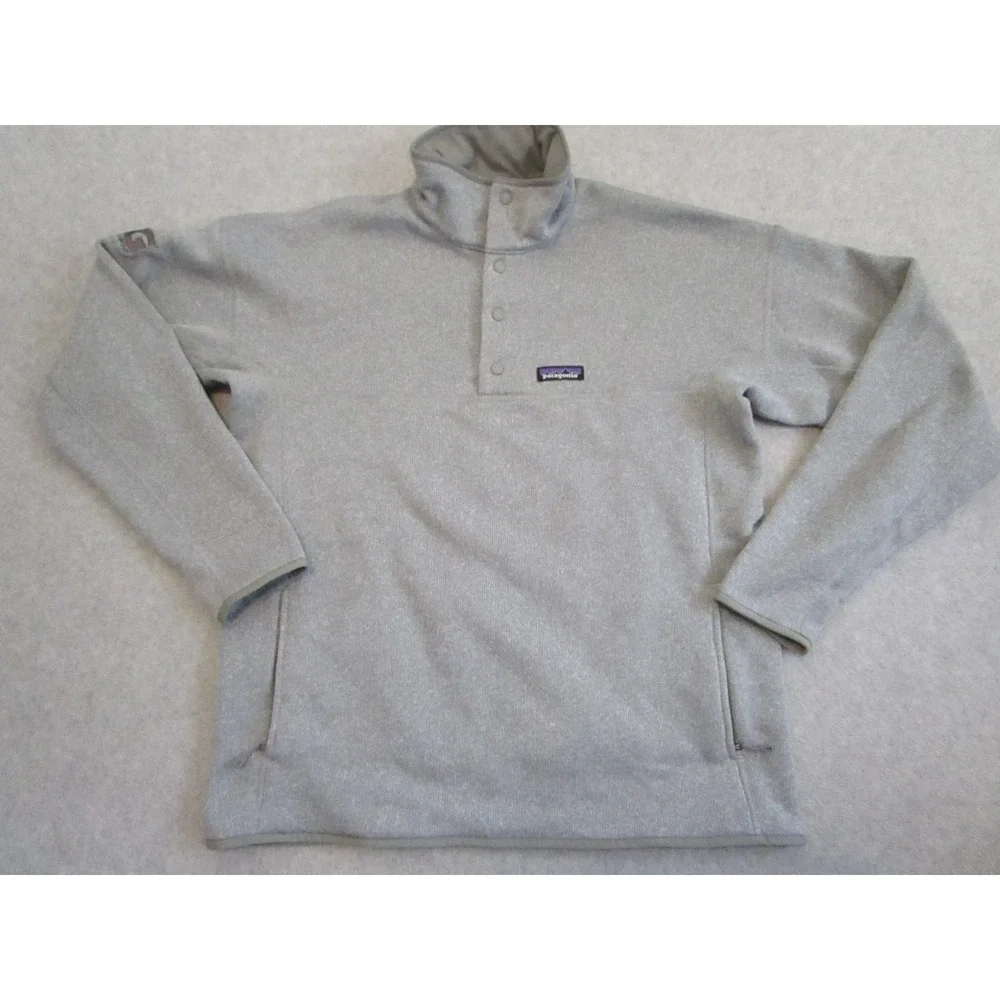 Patagonia Lightweight Better Sweater Mens Large‎ Gray Snap Neck Fleece Hiking