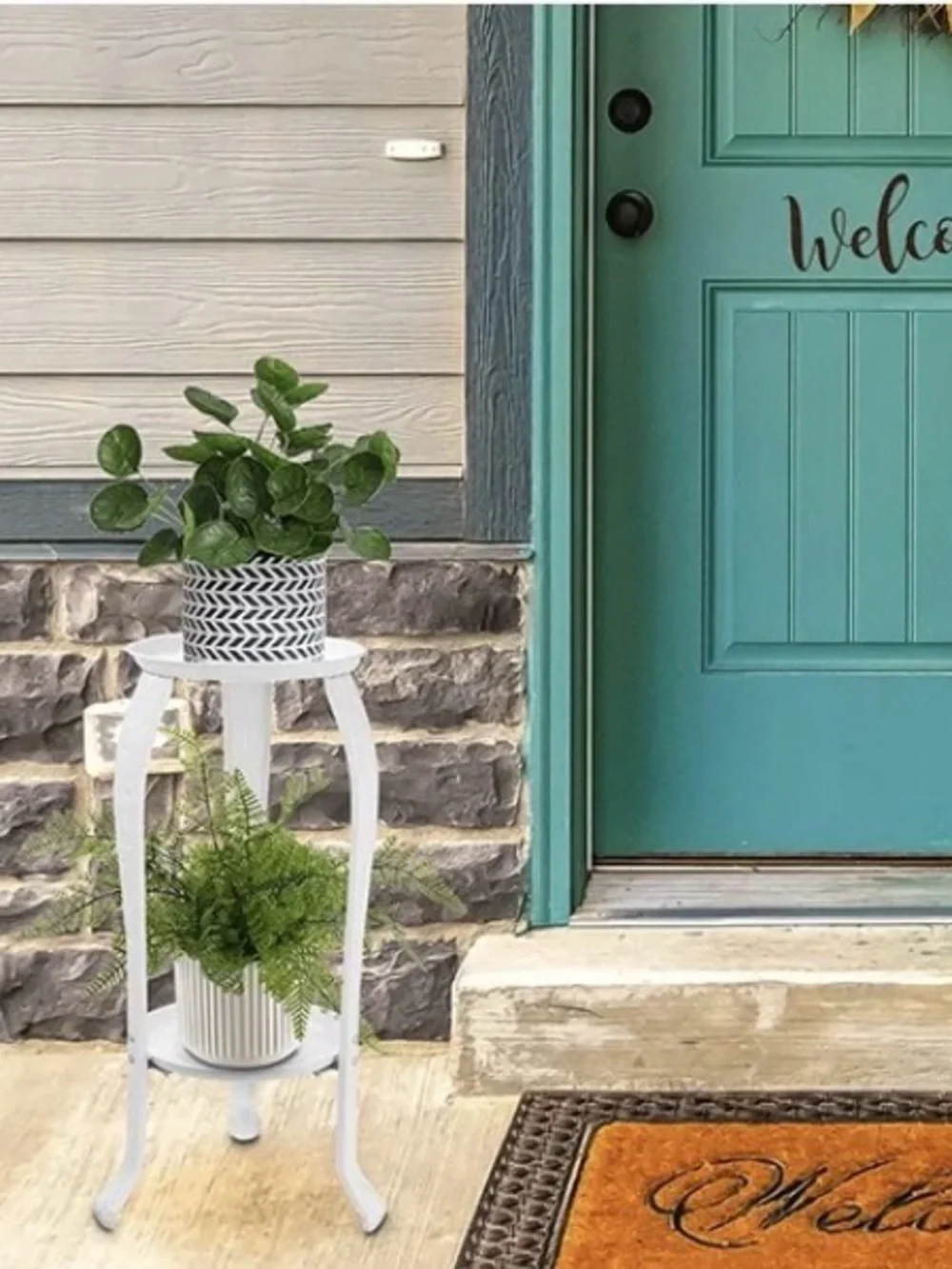 2 Tier White Metal Plant Stand, Plant Shelf Flower Pot Holder Display Shelf🪴