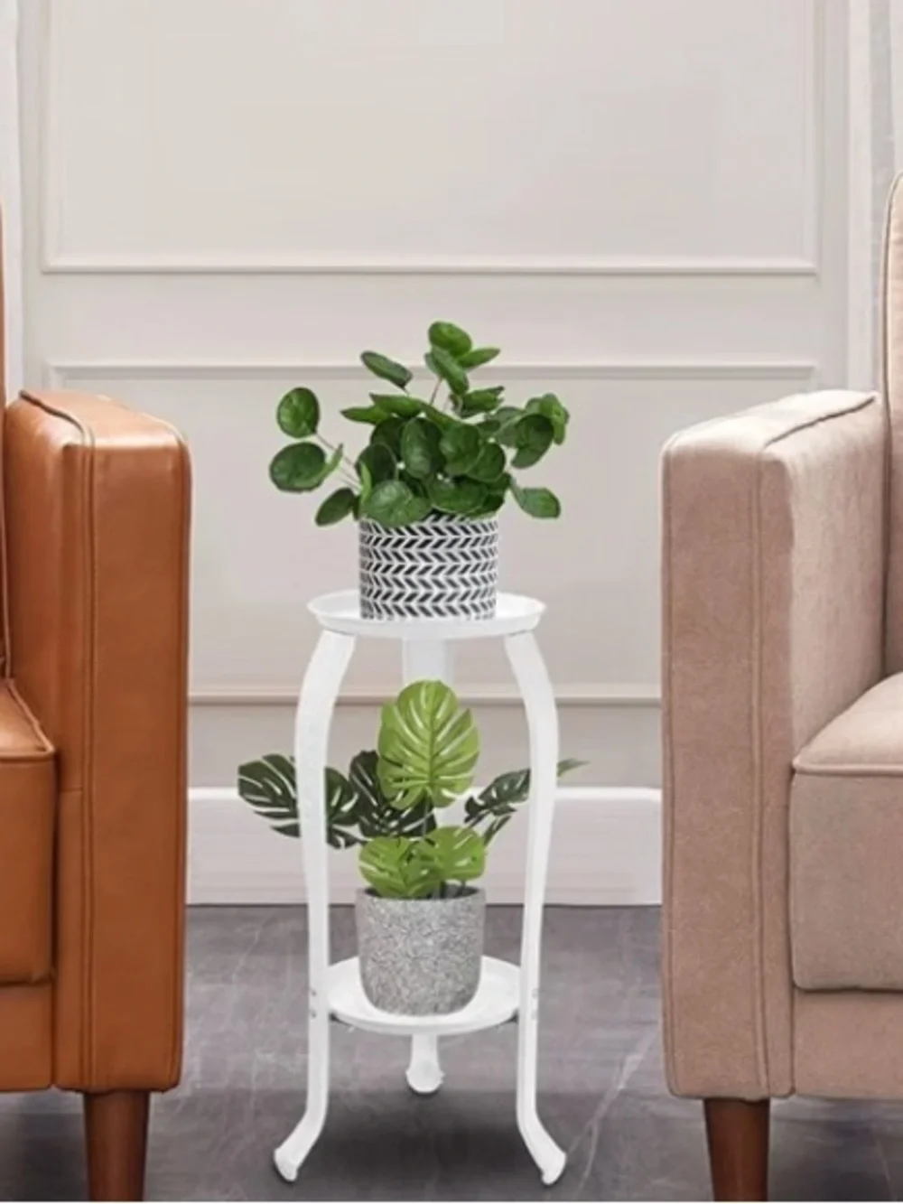 2 Tier White Metal Plant Stand, Plant Shelf Flower Pot Holder Display Shelf🪴