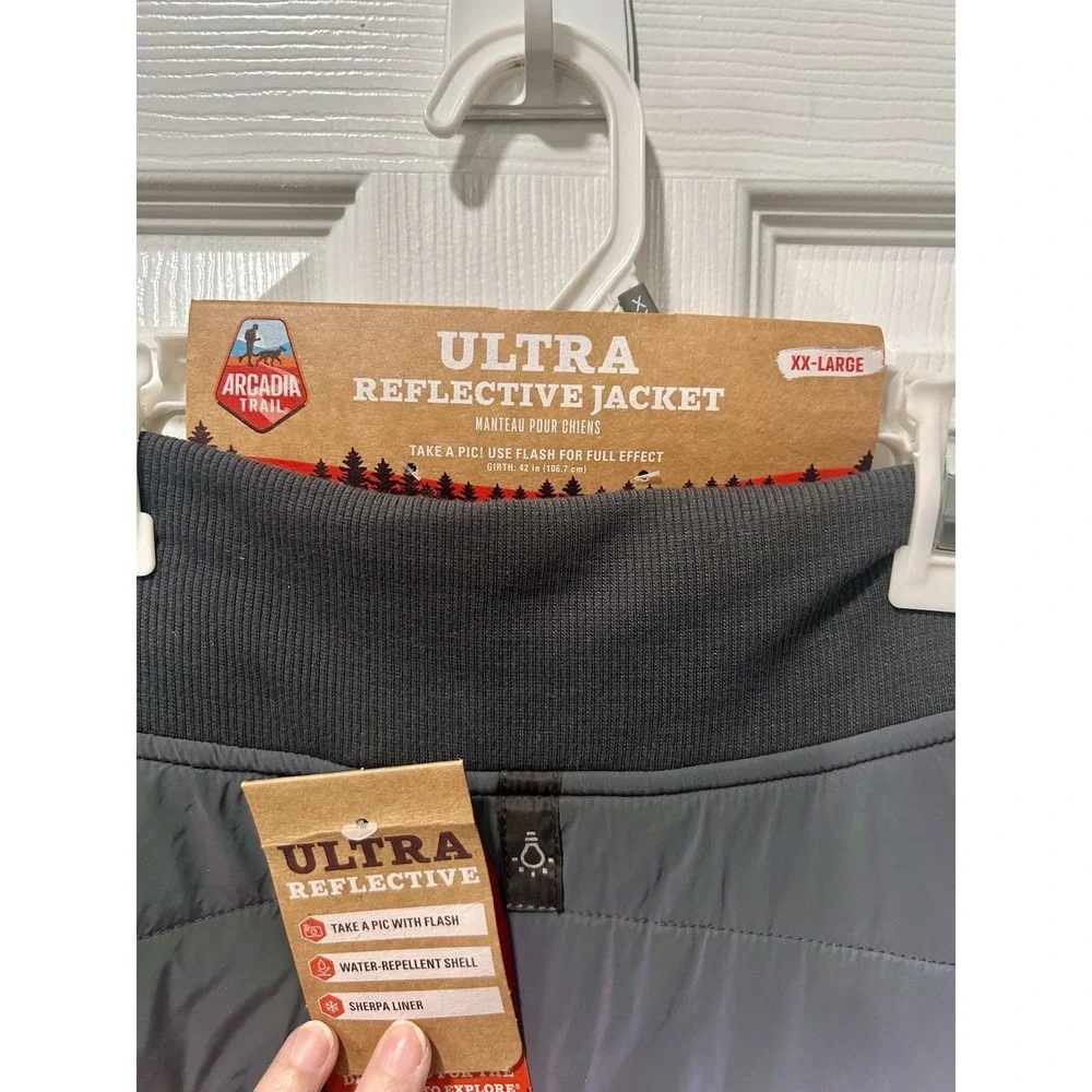 Arcadia Trail Dog Ultra Reflective‎ Sherpa Jacket Grey Sz XX-Large 42