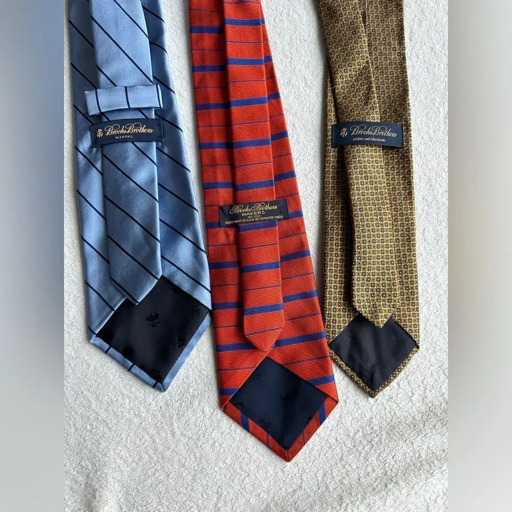Brooks Brothers Makers Silk Tie Stripe Men Necktie - REPP‎ Lot Of 3