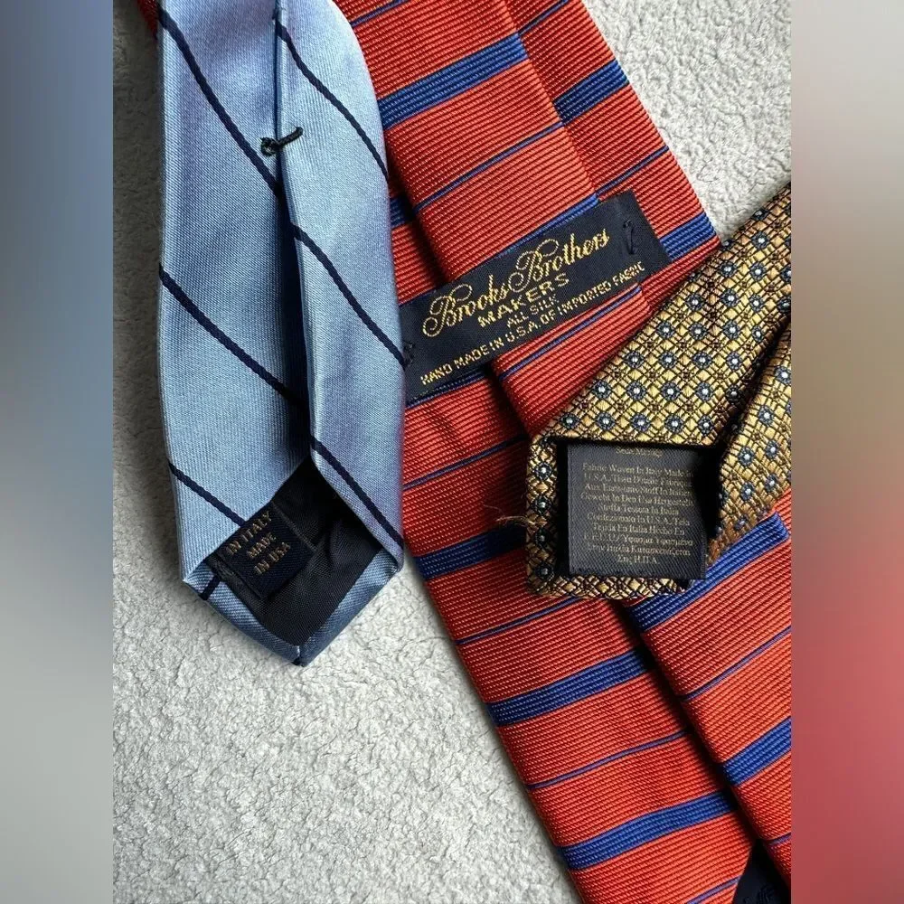 Brooks Brothers Makers Silk Tie Stripe Men Necktie - REPP‎ Lot Of 3