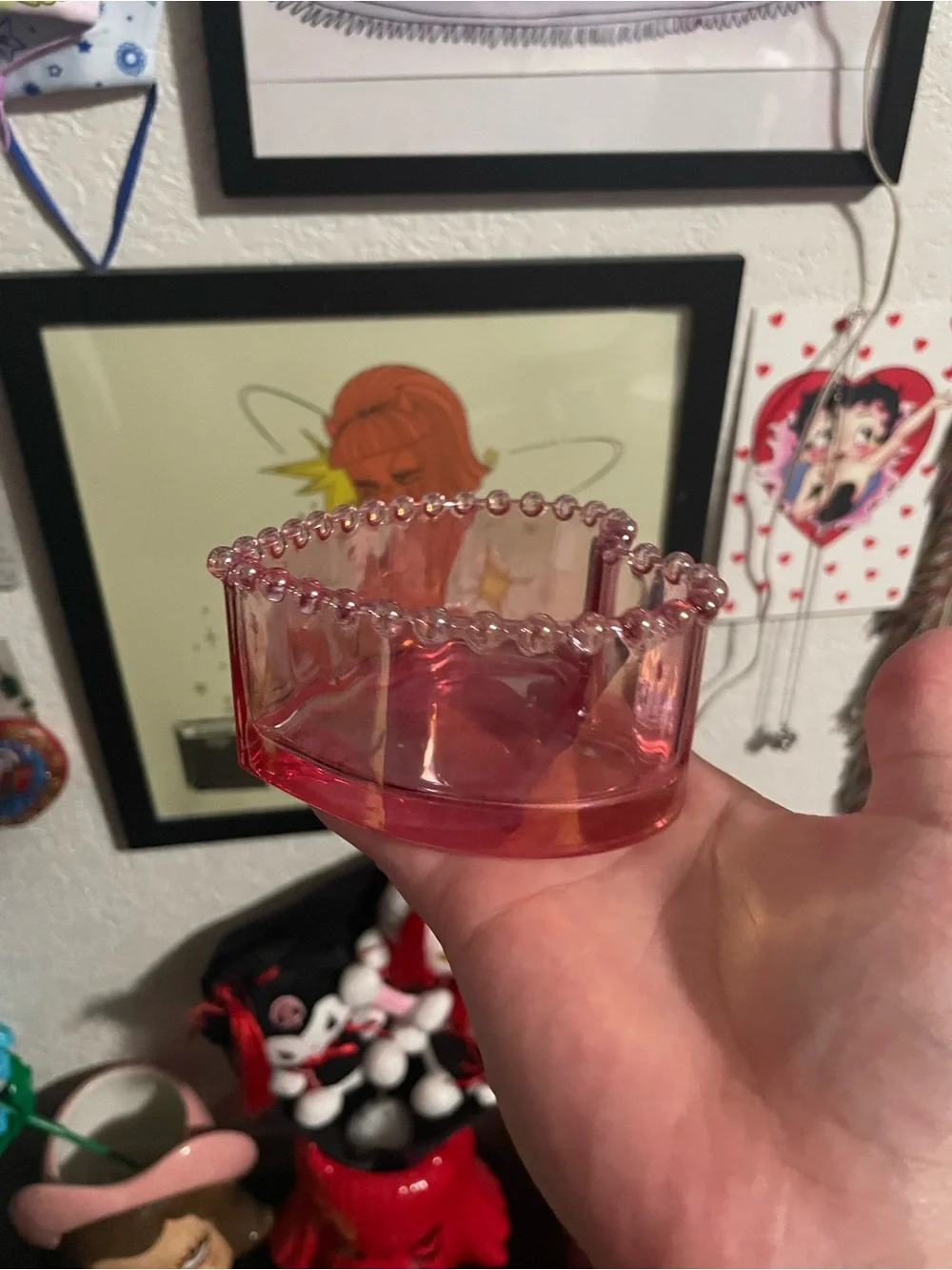 Dolls Kill Pink Heart Glass Trinket Dish