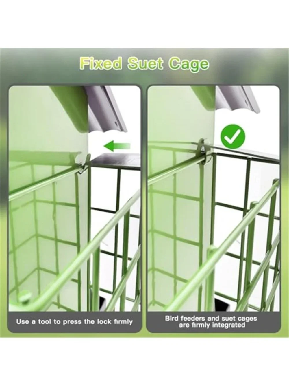 Bird Feeders for Outdoors Hanging, Metal Bird Feeder with Double Suet Cage Cake