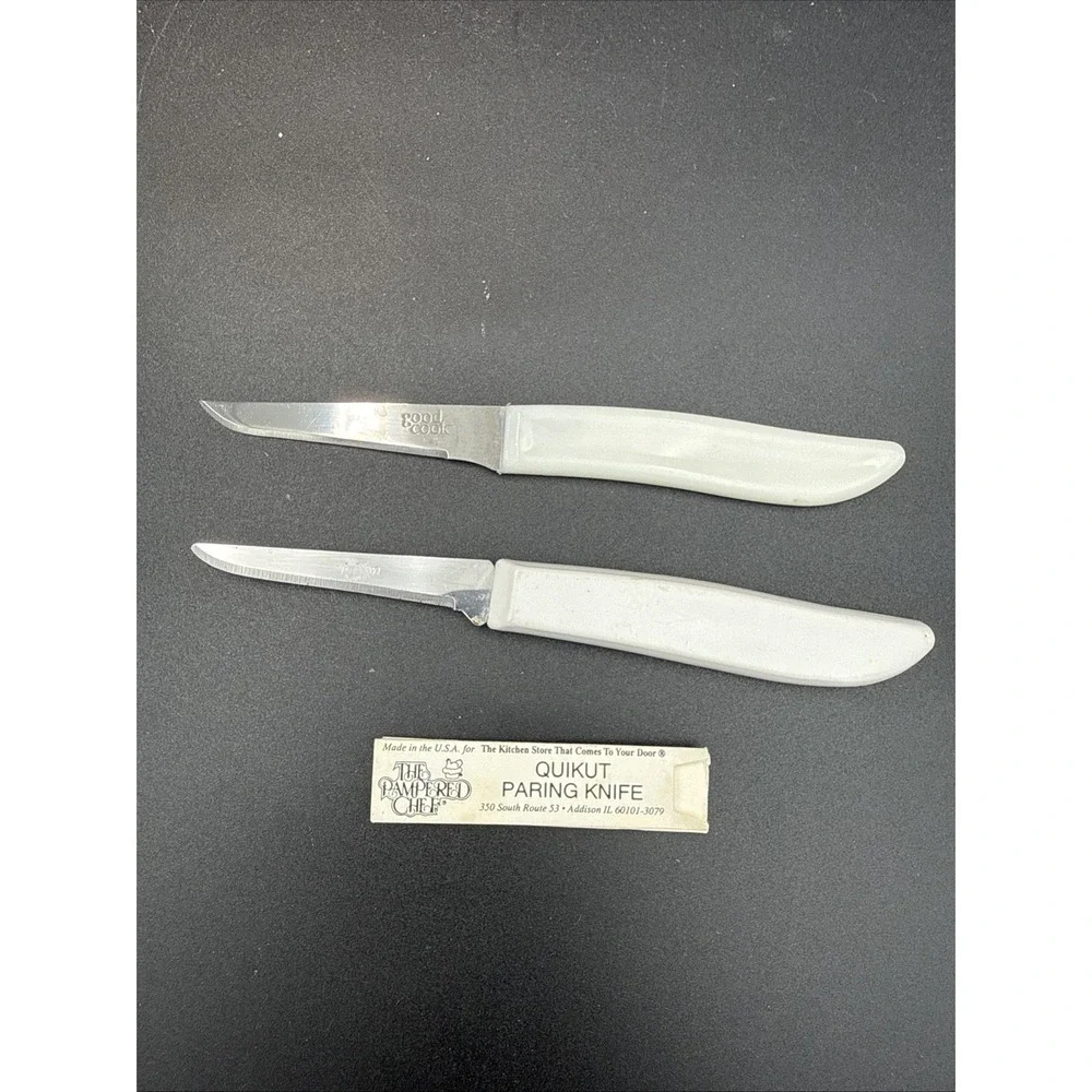 Lot Of 2 White Paring Knife, Pampered Chef Quikut And Good Cook