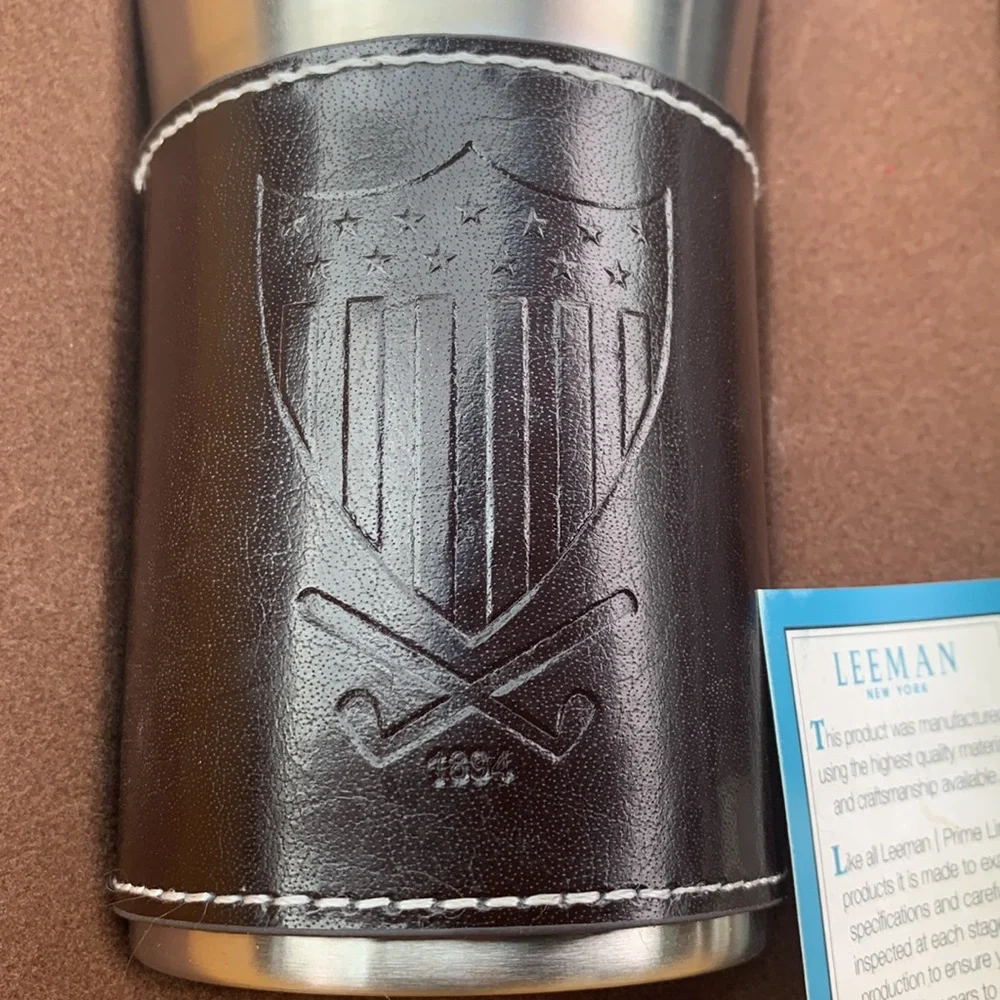 Leeman New‎ York Leather-Wrapped Thermos/Tumbler Set