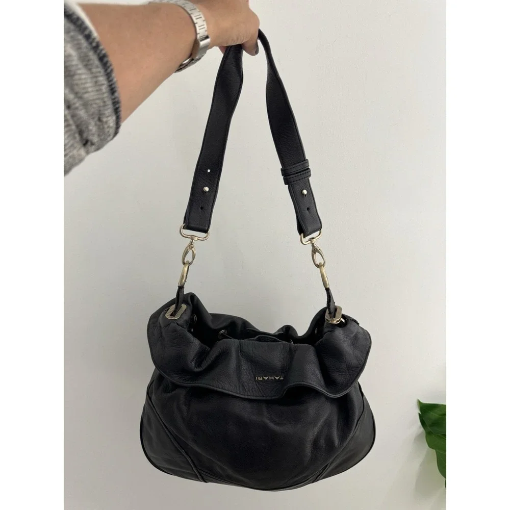 Tahari black leather