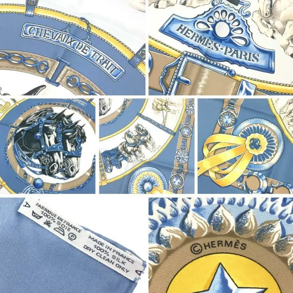 HERMES Blue Silk Scarf