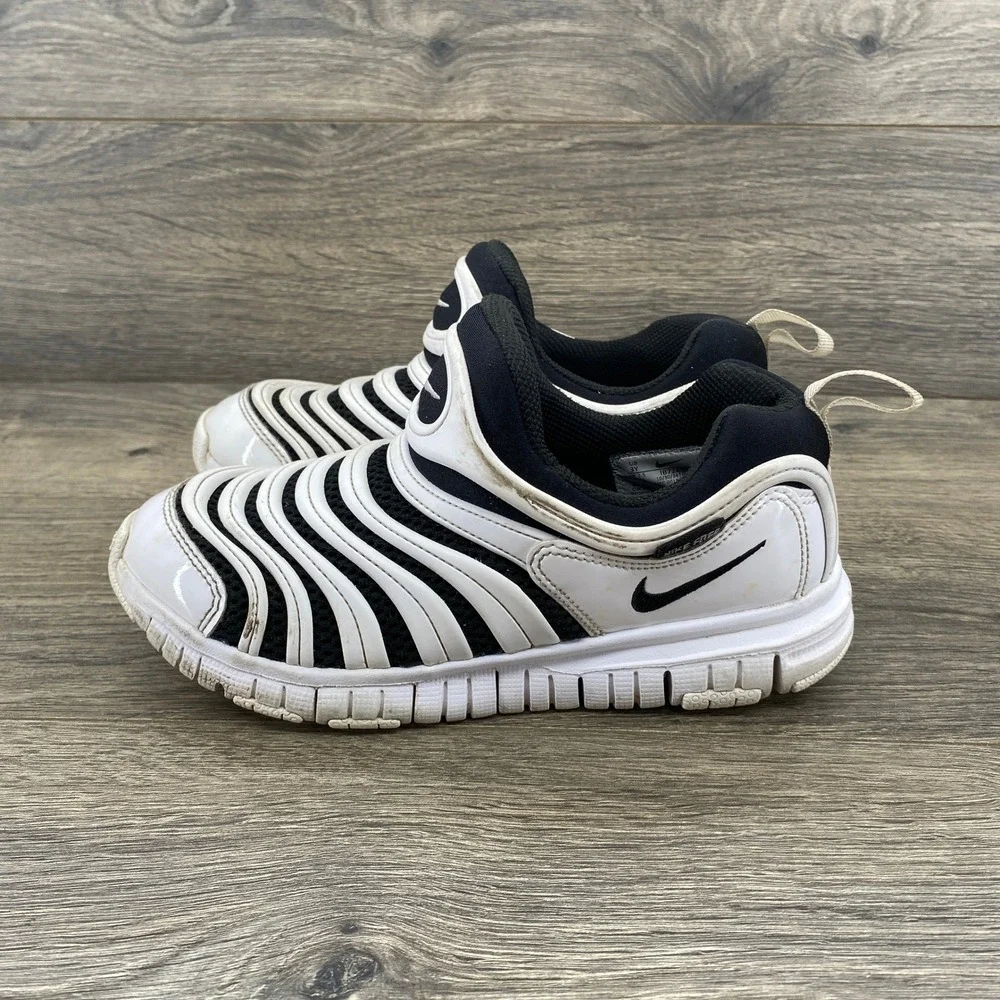 Nike Dynamo Free‎ Kids Sneakers White Black Slip On Shoes 3Y 343738-100