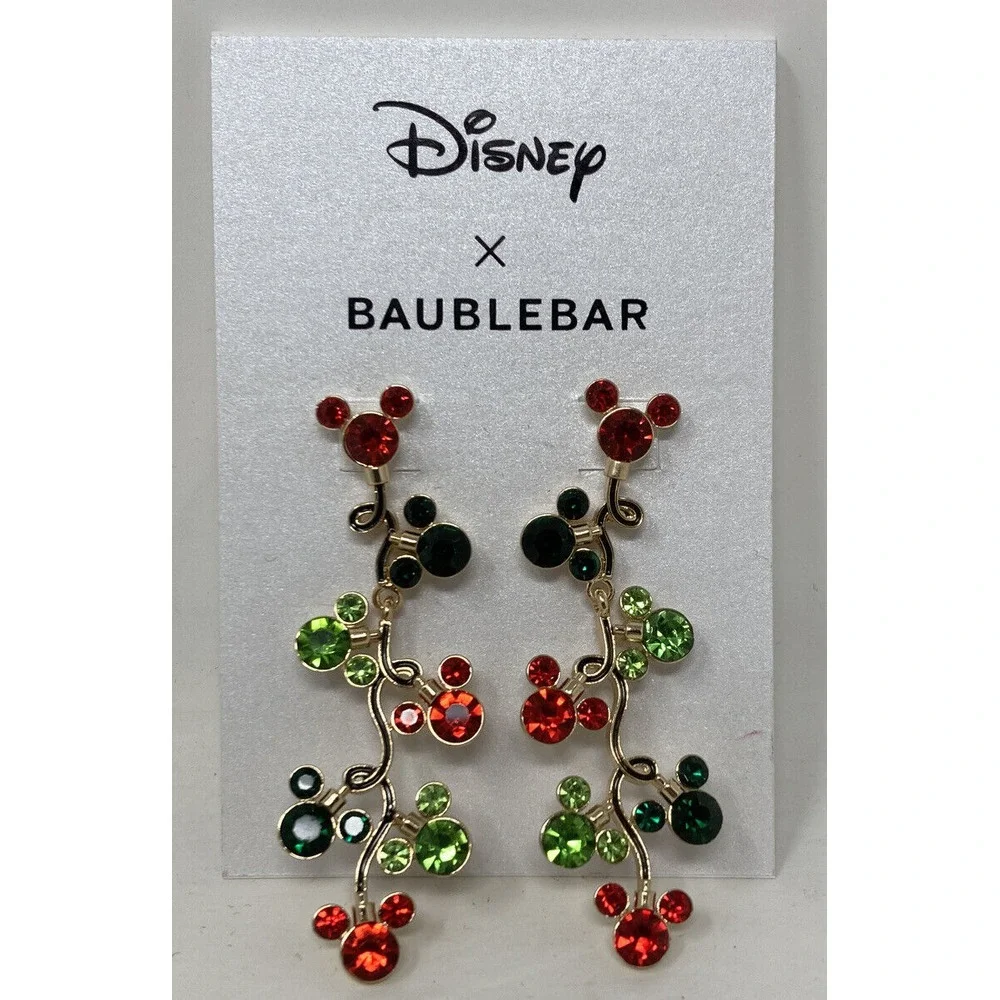 BAUBLEBAR X DISNEY Red & Green Mickey Christmas String Lights Dangle Earrings‎