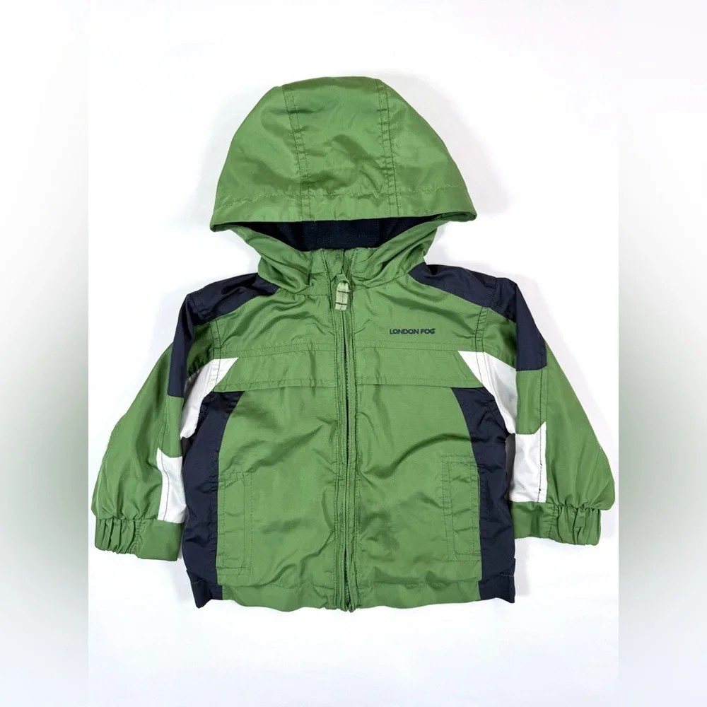 LONDON FOG Baby Boys’ Y2K 00s Green Hooded Windbreaker Outdoors Gorpcore‎ 12M