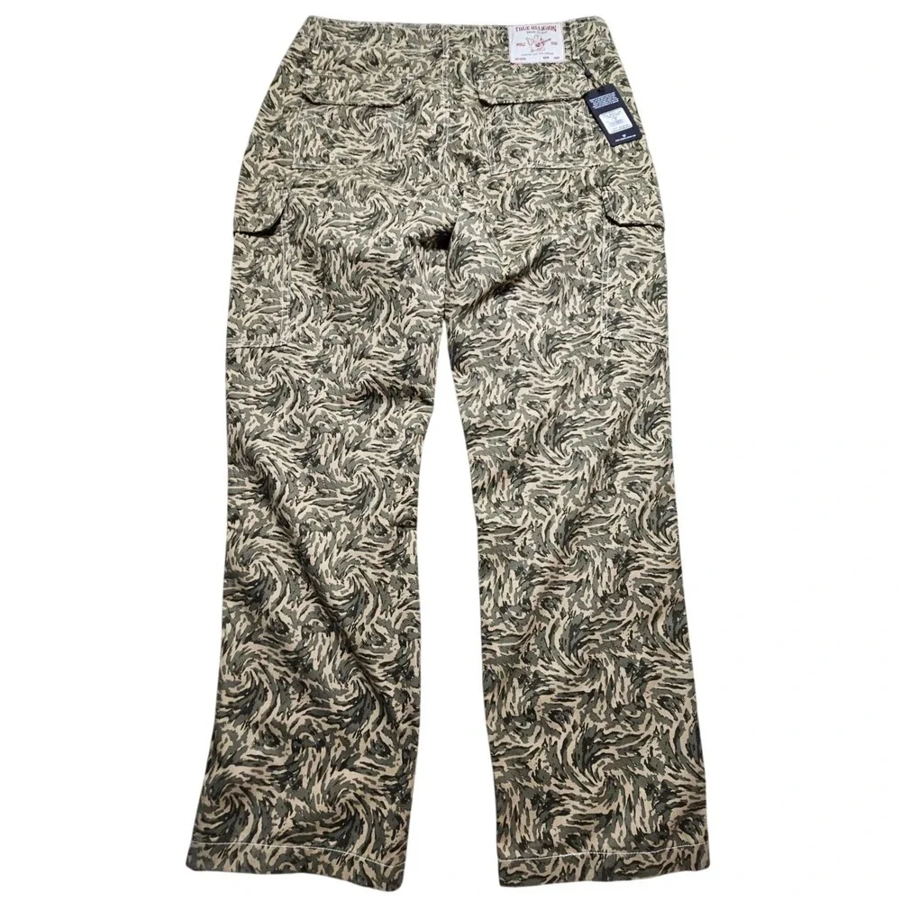 True Religion‎ Mens Abstract Camo Cargo Pants Green Swirl 701122 Size 38 NWT