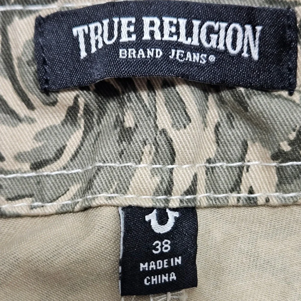 True Religion‎ Mens Abstract Camo Cargo Pants Green Swirl 701122 Size 38 NWT