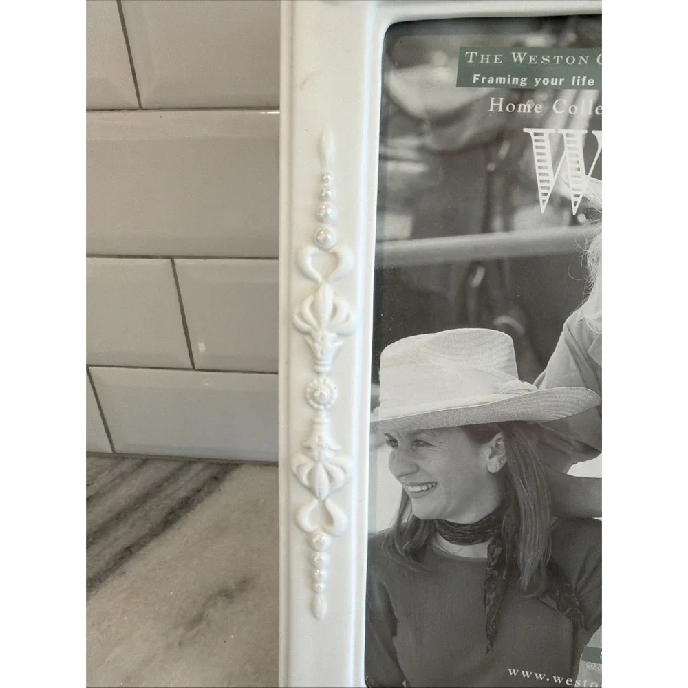 Weston Gallery 8x10 White Ceramic Frame With Pearl Details Perfect For A Wedding