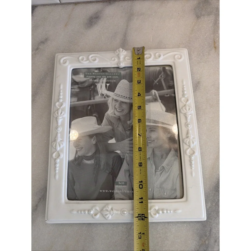 Weston Gallery 8x10 White Ceramic Frame With Pearl Details Perfect For A Wedding