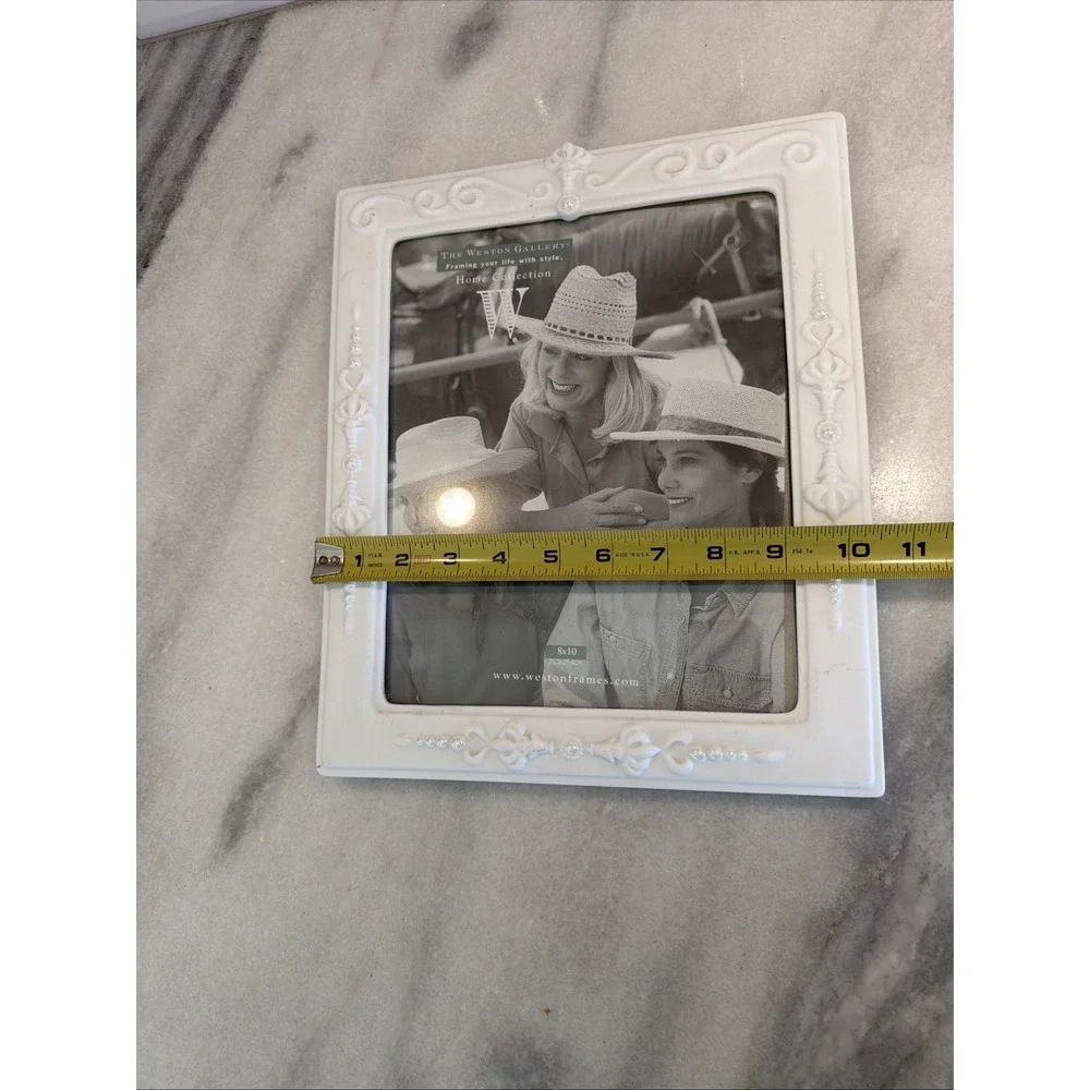 Weston Gallery 8x10 White Ceramic Frame With Pearl Details Perfect For A Wedding