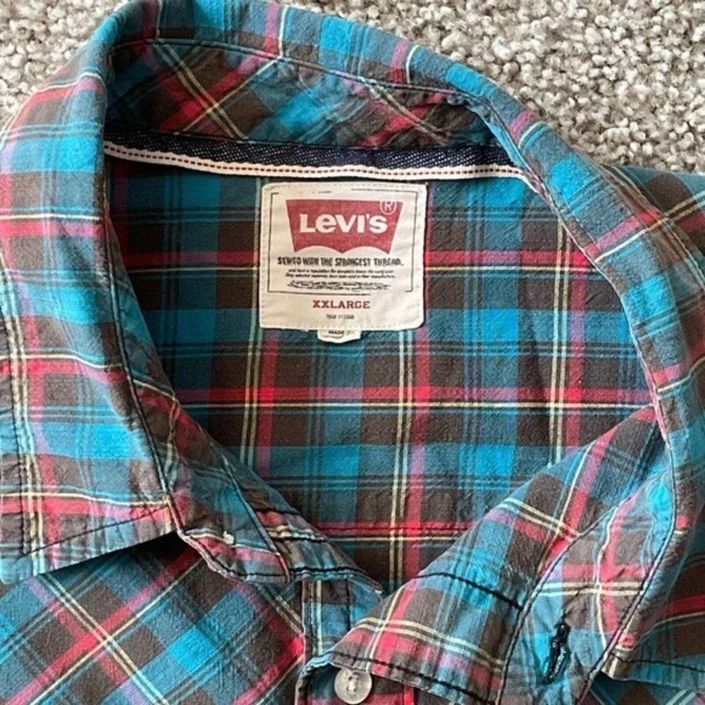 Levi's Plaid Long Sleeve Button-Down Shirt Top‎ Sz 2XL Multicolored