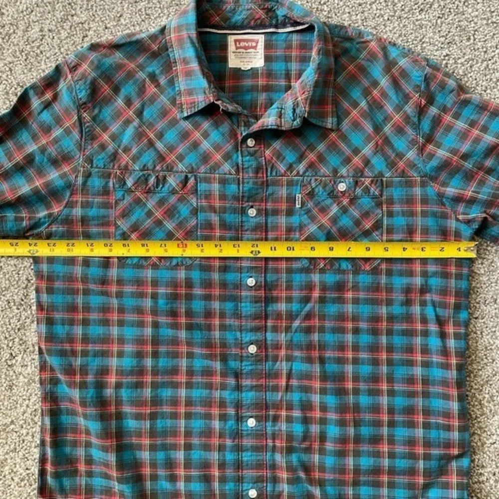 Levi's Plaid Long Sleeve Button-Down Shirt Top‎ Sz 2XL Multicolored