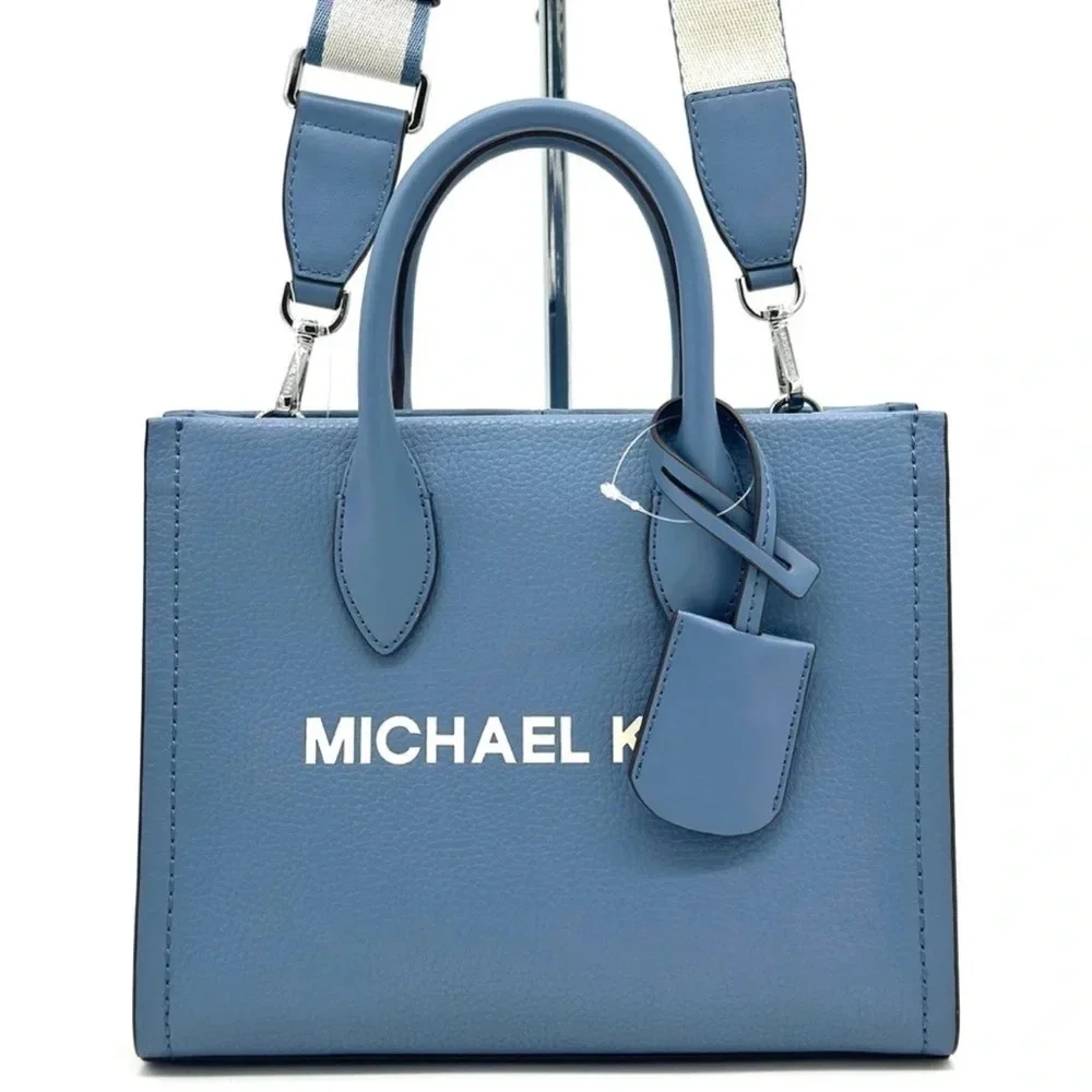 Michael Kors Mirella Small Pebbled Leather Crossbody Bag Blue Denim