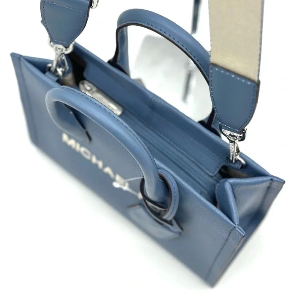 Michael Kors Mirella Small Pebbled Leather Crossbody Bag Blue Denim