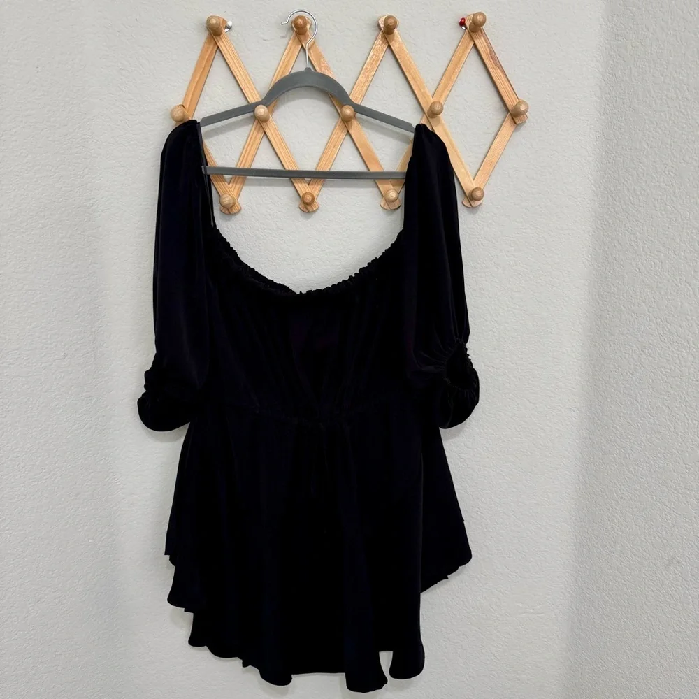 Shona Joy Core Off the Shoulder Black Ruffle Mini Dress Size 10