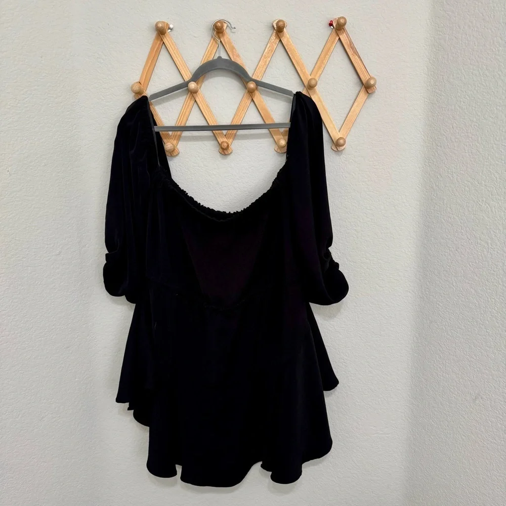 Shona Joy Core Off the Shoulder Black Ruffle Mini Dress Size 10
