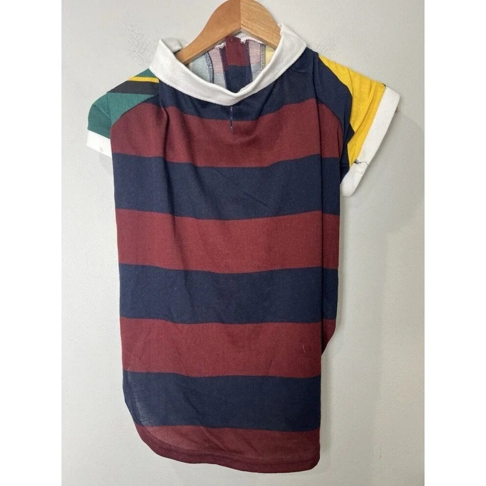Rowing Blazers Navy blue and burgundy Dog Puppy Rugby Polo Shirt Sz Similar To L