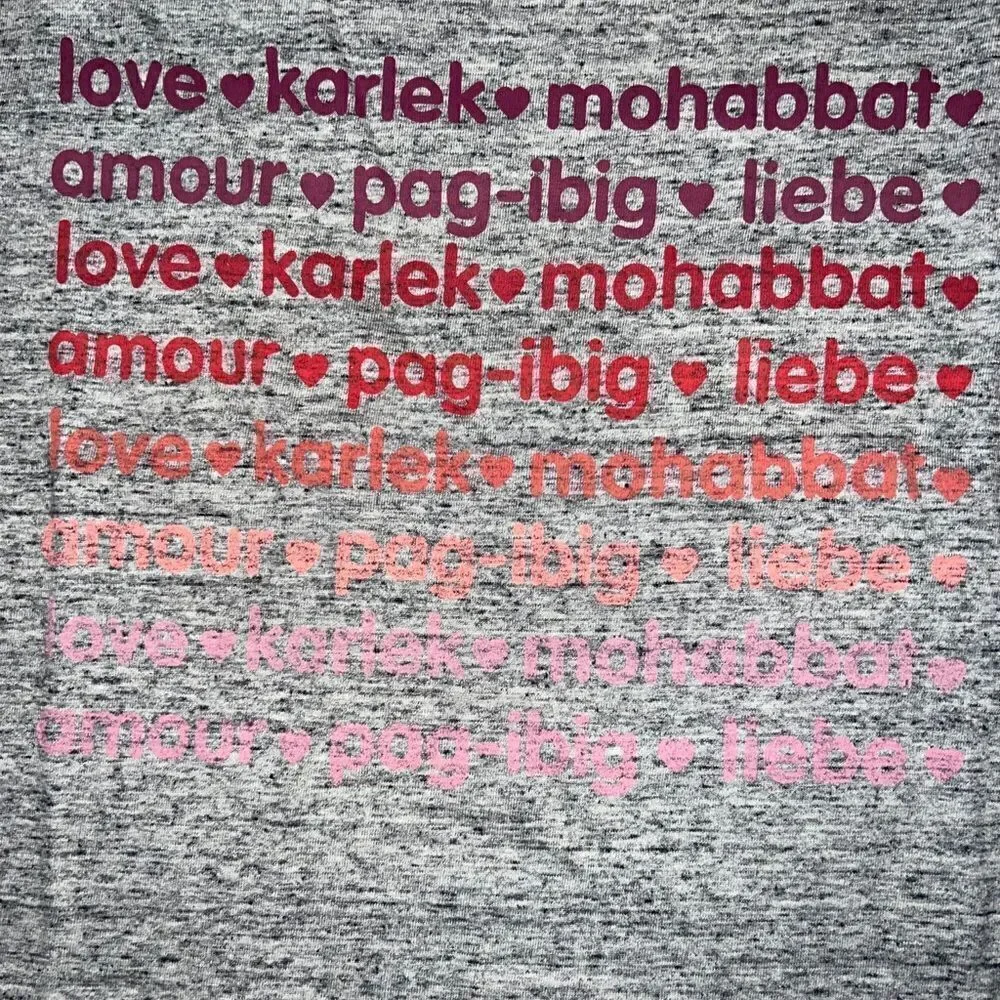Gymboree Girls Gray Love Short Sleeve Graphic T-Shirt Valentines Day Small NWT