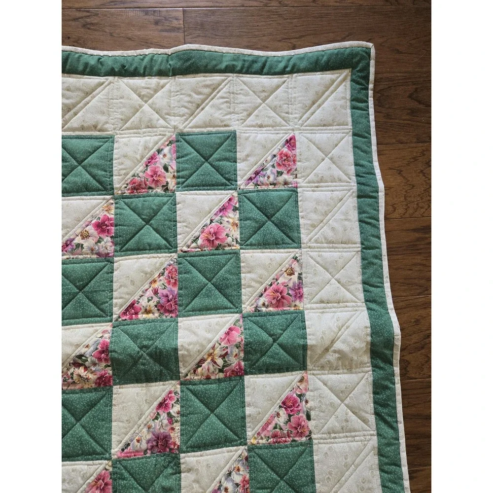 Mini Quilt Wall Hanging Baby Hand Made Stitched 38.5