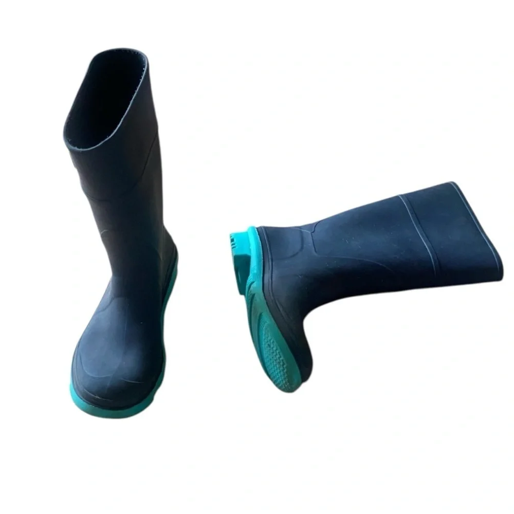 Kamik Raindrops Waterproof Rubber Rain Boots Navy/Teal Kids Size 2 Kidscore