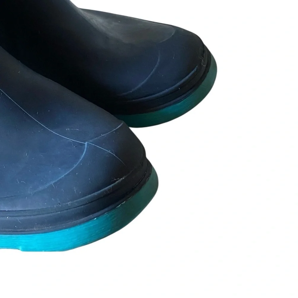 Kamik Raindrops Waterproof Rubber Rain Boots Navy/Teal Kids Size 2 Kidscore