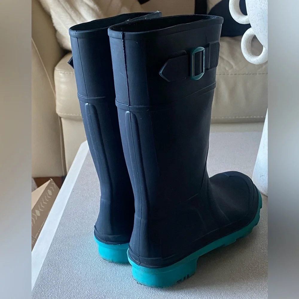 Kamik Raindrops Waterproof Rubber Rain Boots Navy/Teal Kids Size 2 Kidscore