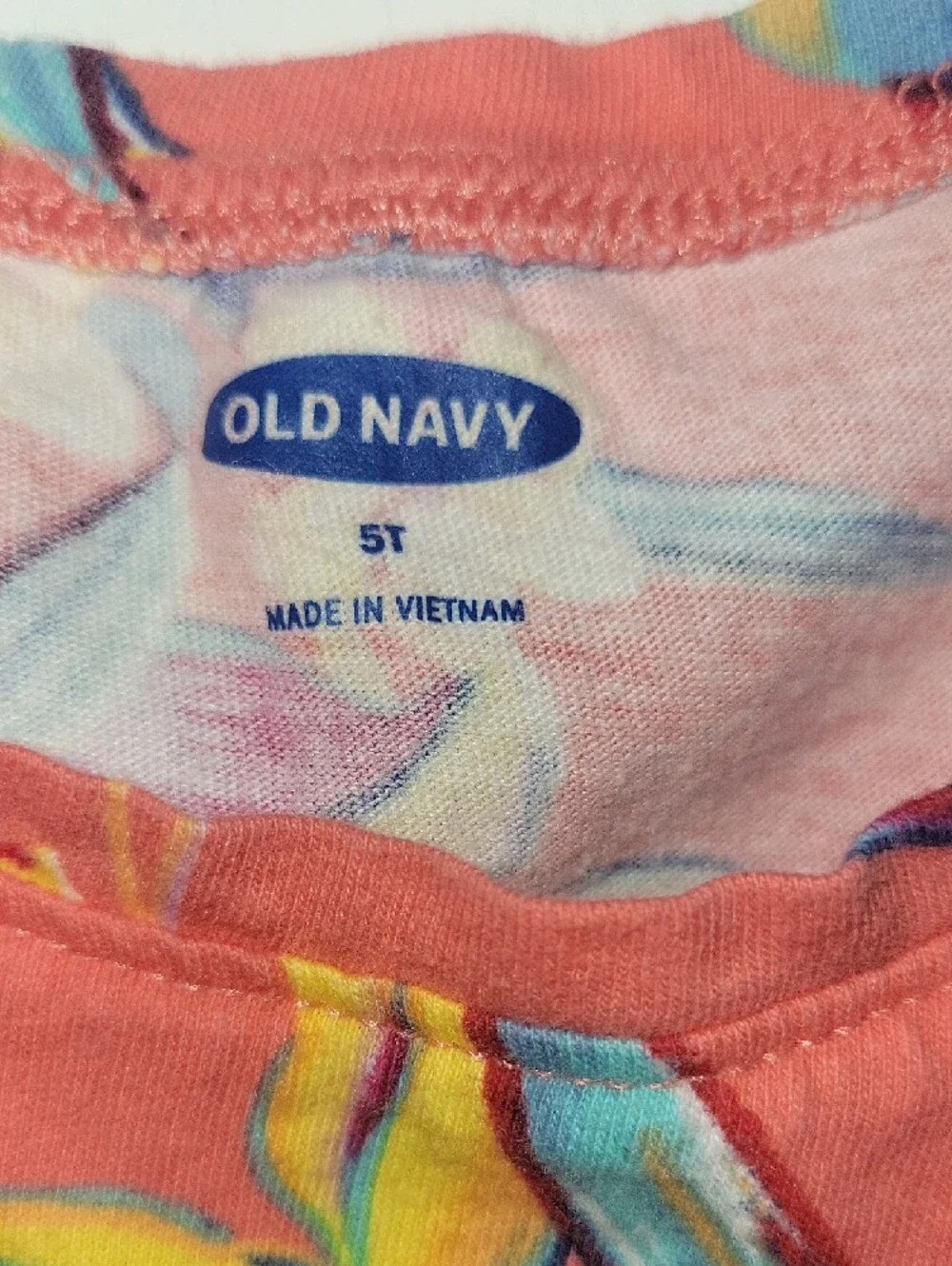 Old Navy Kid's Coral Floral Tank with Yellow & Teal Accents Sz 5T